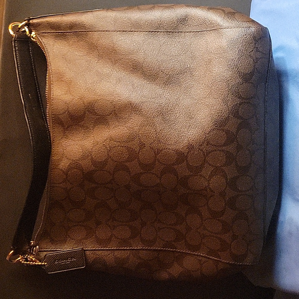 Coach Brown Monogram Large Shoulder Bag - Picture 2 of 7